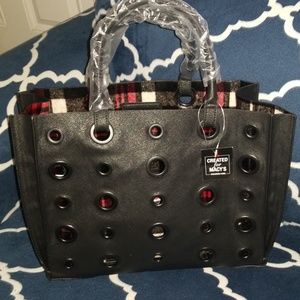Steve madden tote shopper plaid lined open bag